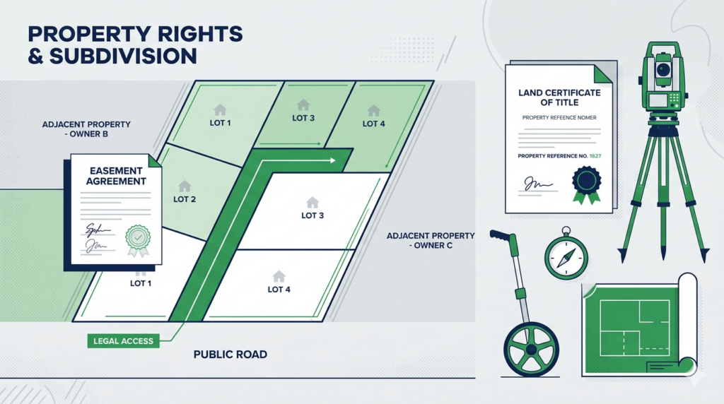 Tách thửa có lối đi kết nối đường công cộng — cách hiểu đúng theo Luật Đất đai 2024 và Nghị quyết 254/2025/QH15