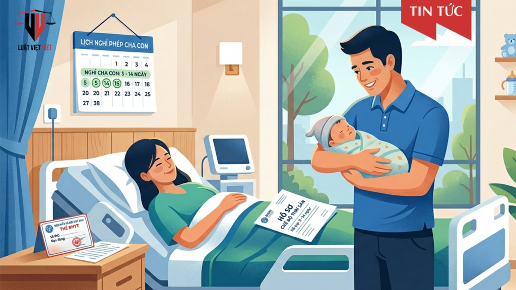 Vợ sinh con chồng có được hưởng chế độ thai sản không — số ngày nghỉ và mức hưởng theo Luật Bảo hiểm xã hội 2014
